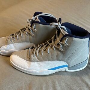 Men's Jordan 12 Retro Grey University Blue High-Top Sneakers